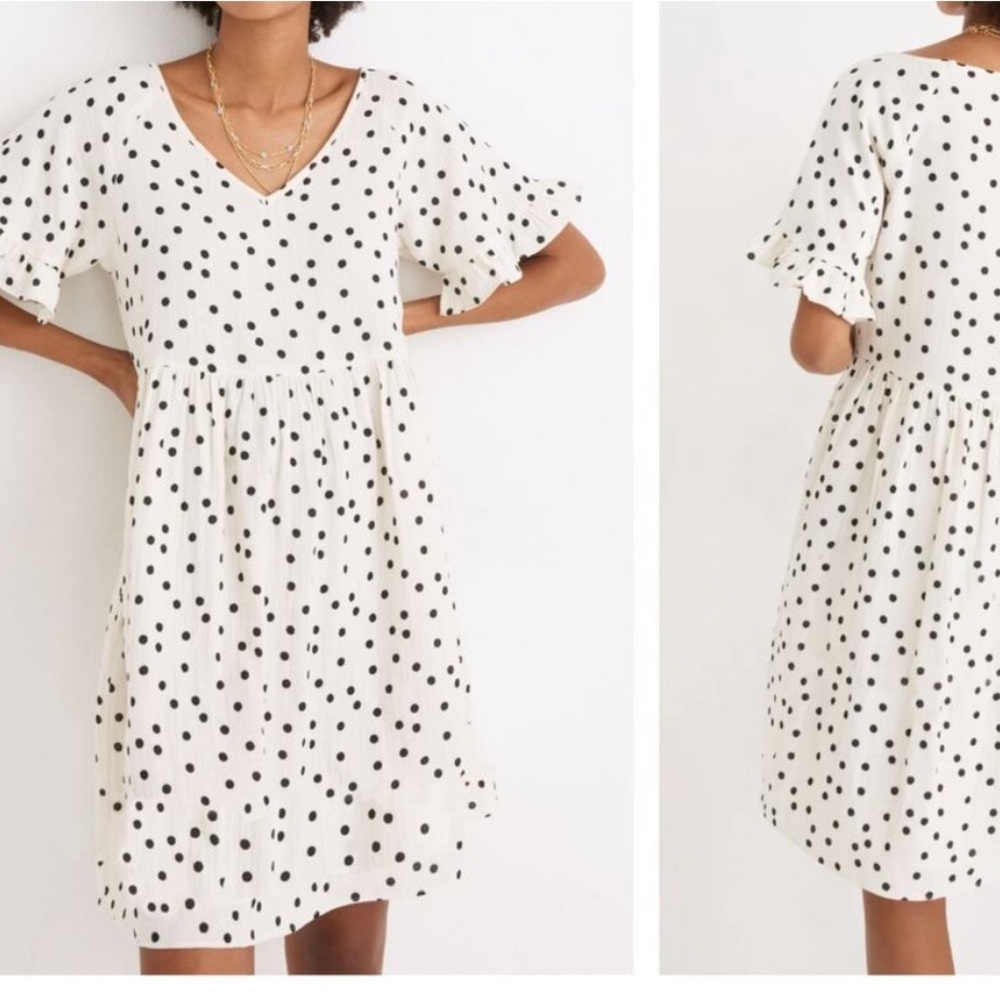 Madewell Lightspun Babydoll Polka Dot Dress